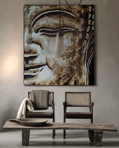 Mindfulness Buddha Painting, asian wall art, asian canvas art painting. Buddha Face Wall Art