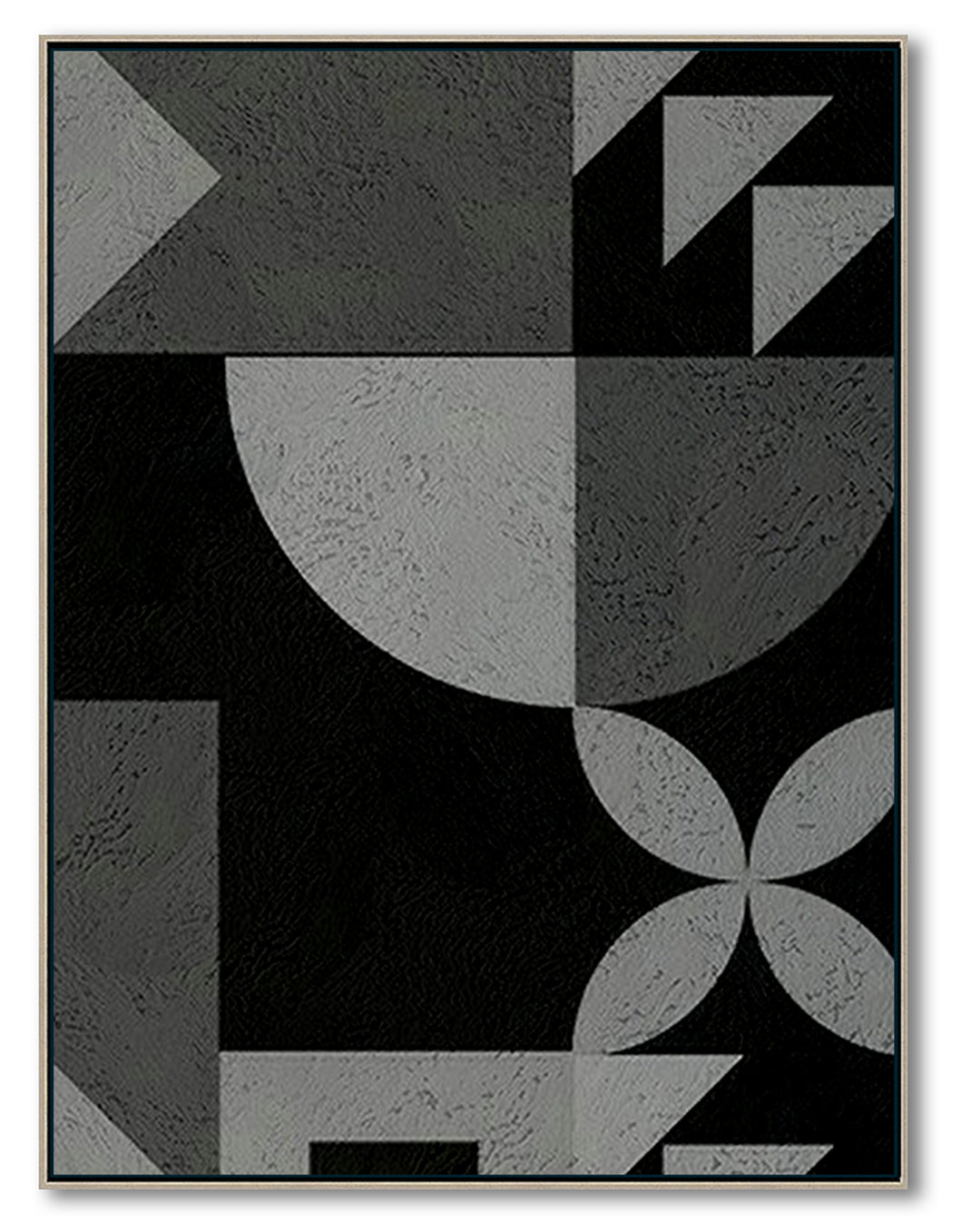 Modern Abstract Wall Art, Original Oil Painting, Geometry Black and White Living Room Wall Art Decor no. 101