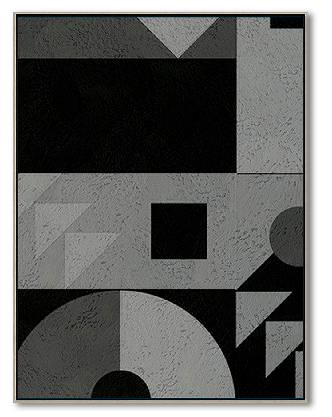 Modern Abstract Wall Art, Original Oil Painting, Geometry Black and White Living Room Wall Art Decor no. 102