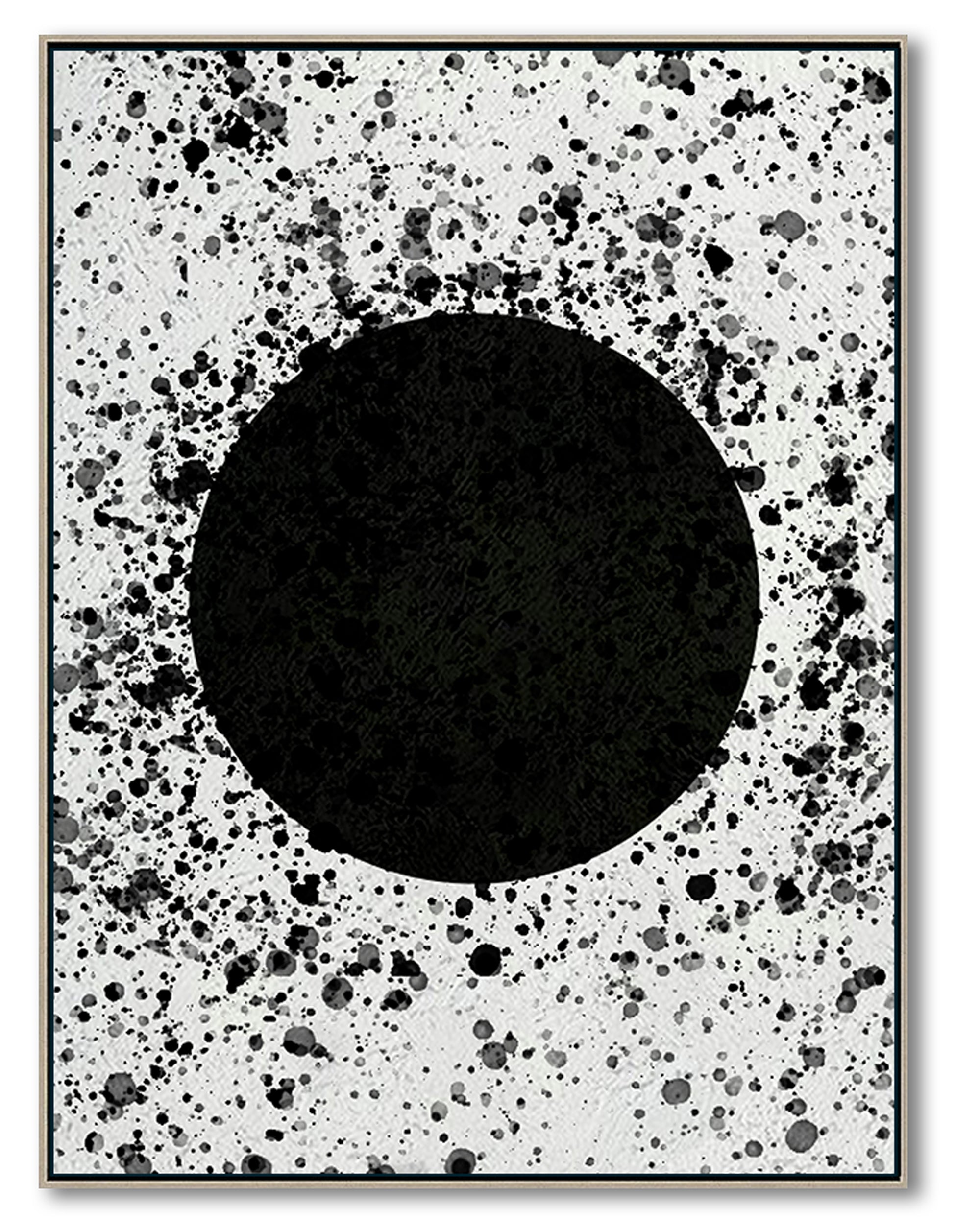 Modern Abstract Wall Art, Original Oil Painting, Geometry Black and White Living Room Wall Art Decor no. 108