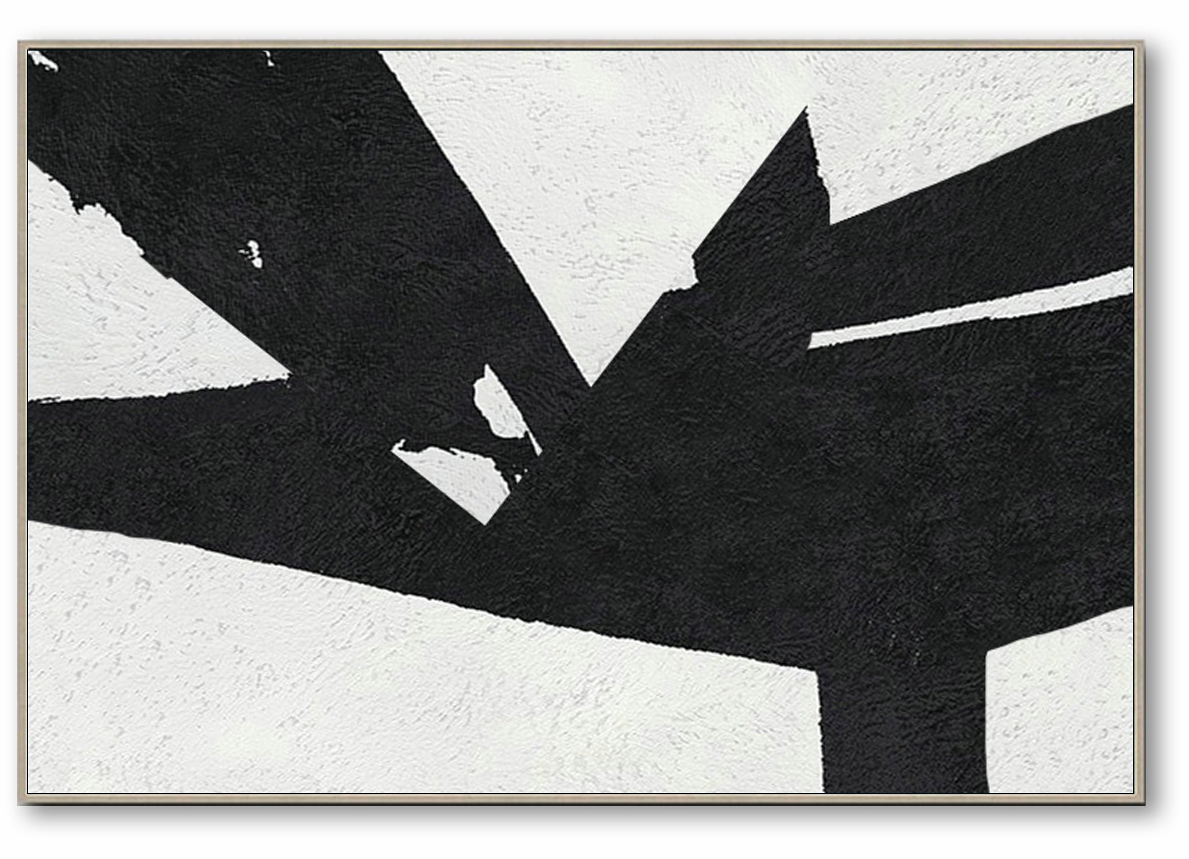 Large Abstract Painting, Black and White Minimal Canvas Art Painting, Flower Abstract Art