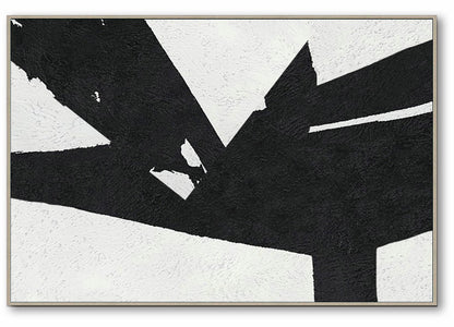 Large Abstract Painting, Black and White Minimal Canvas Art Painting, Flower Abstract Art
