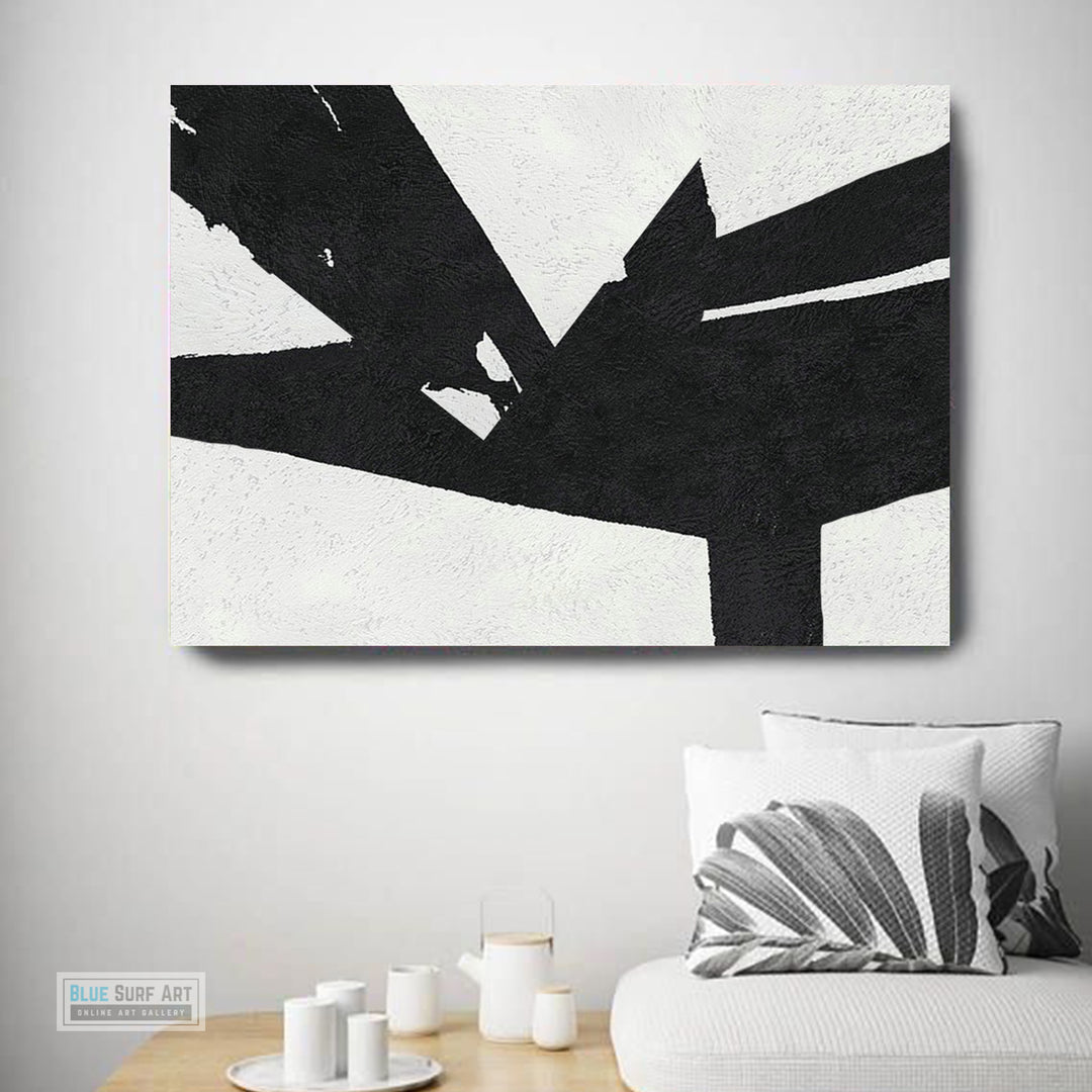 Large Abstract Painting, Black and White Minimal Canvas Art Painting, Flower Abstract Art - wall art