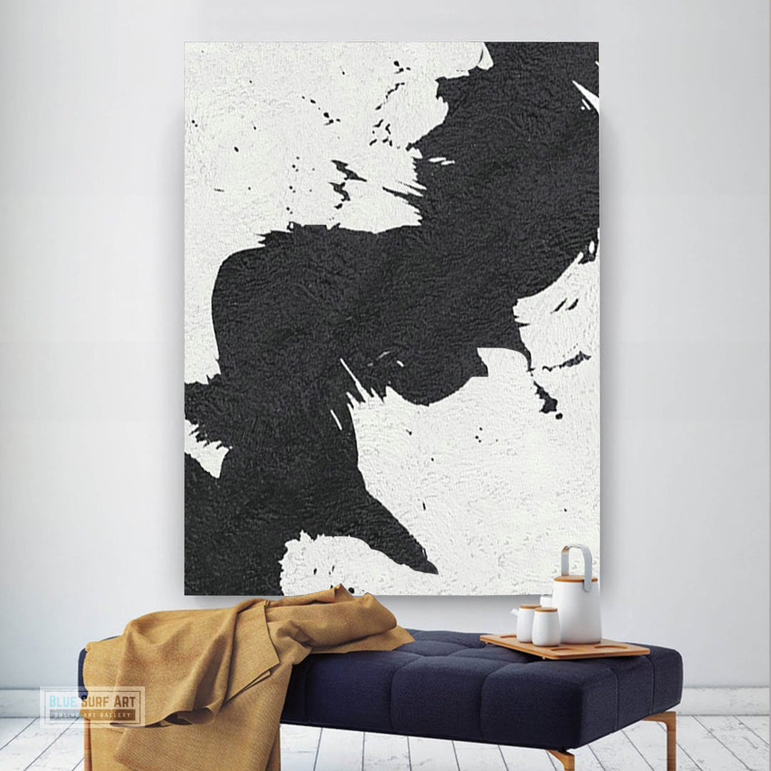 Large Abstract Painting, Black and White Minimal Portrait Canvas Art Painting, Portrait Canvas Art 1