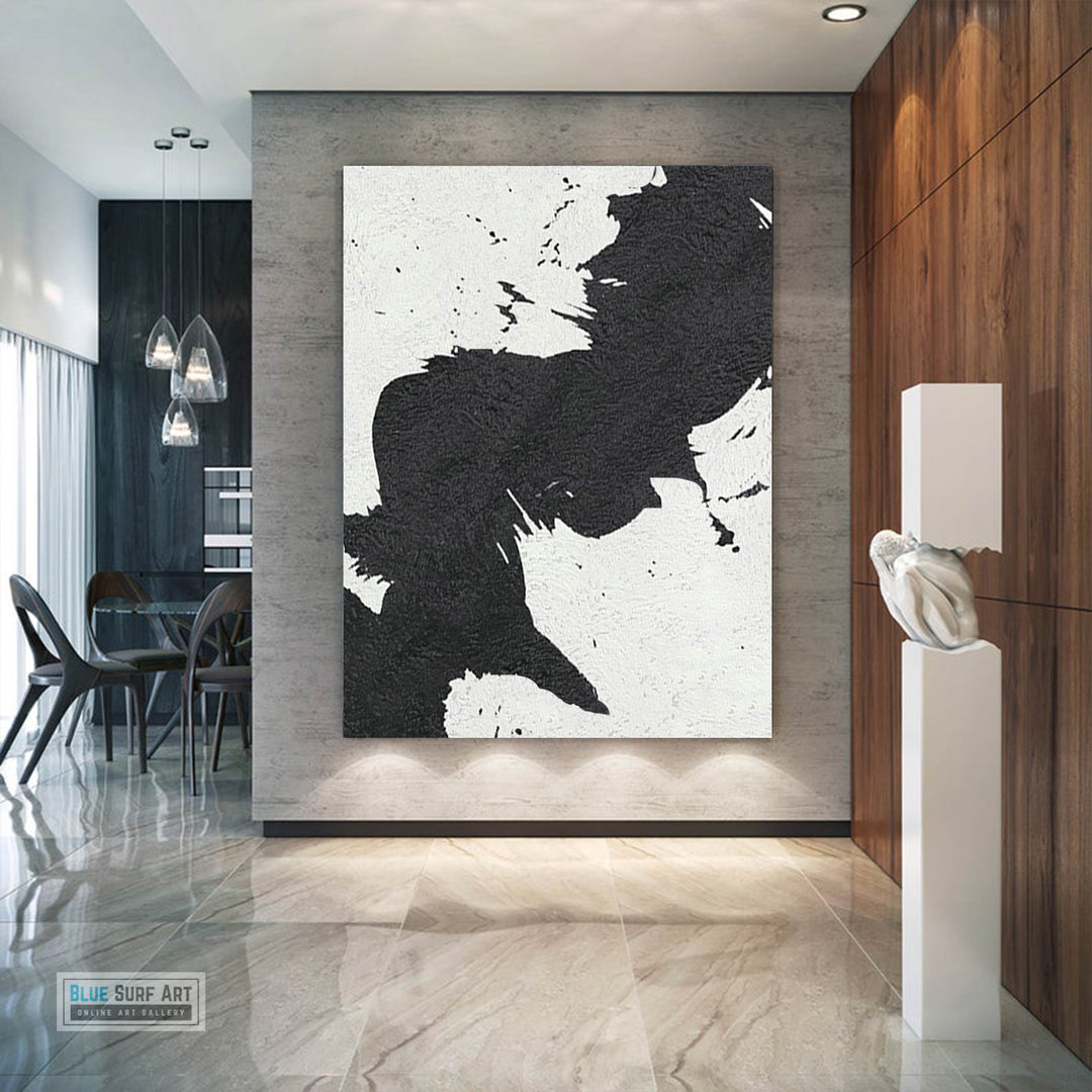 Large Abstract Painting, Black and White Minimal Portrait Canvas Art Painting, Portrait Canvas Art 2
