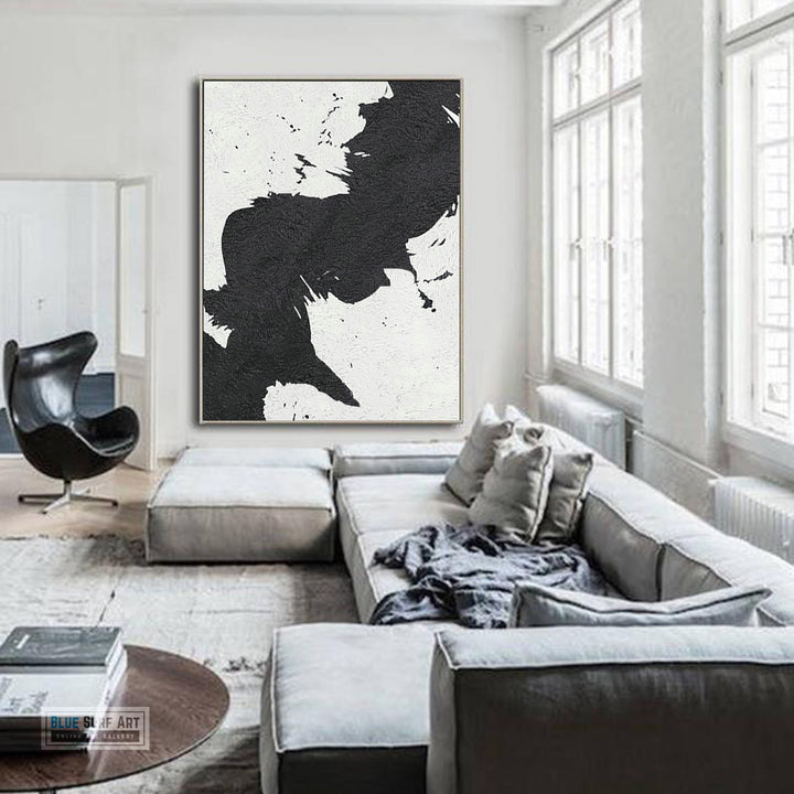 Large Abstract Painting, Black and White Minimal Portrait Canvas Art Painting, Portrait Canvas Art 3