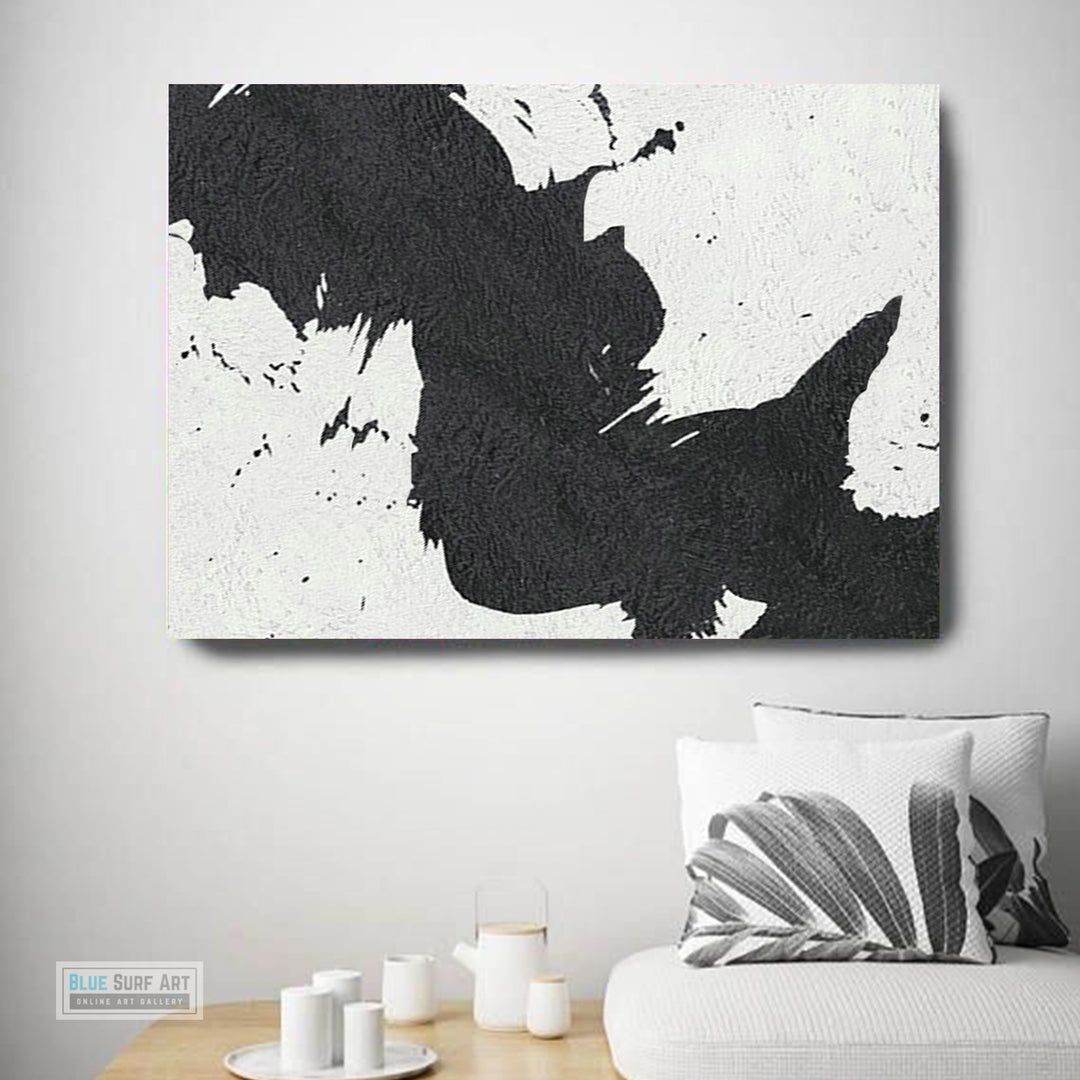 Extra Large Abstract Painting, Black and White Minimal Portrait Canvas Art Painting 2