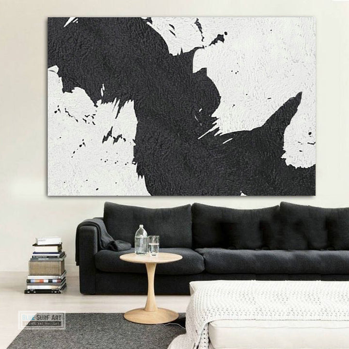 Extra Large Abstract Painting, Black and White Minimal Portrait Canvas Art Painting 1