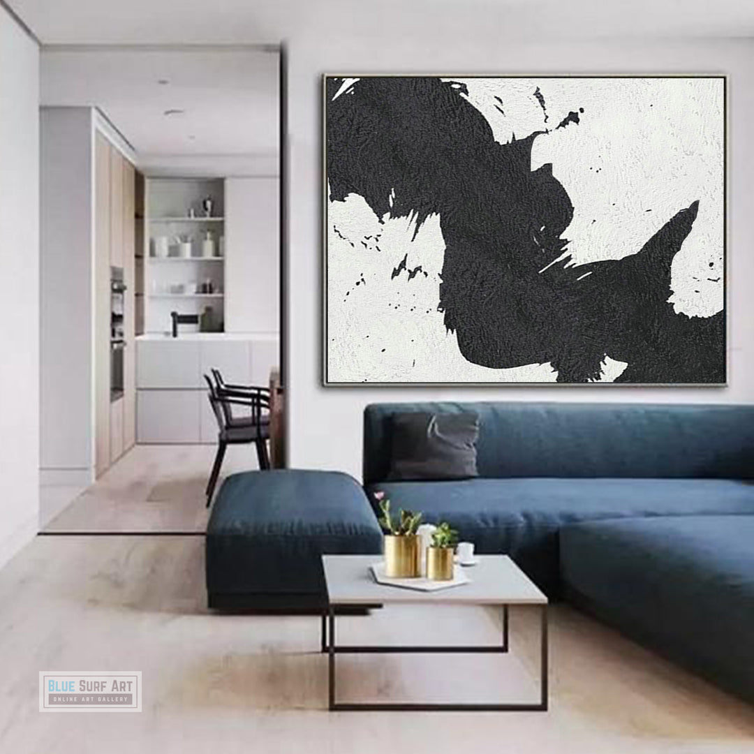 Extra Large Abstract Painting, Black and White Minimal Portrait Canvas Art Painting 3