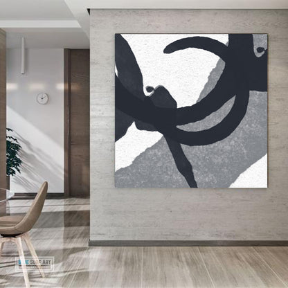 Contemporary Abstract Painting, Minimalist Square Canvas Art, Modern Abstract Oil Art Painting 4