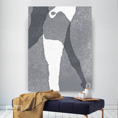 Large Abstract Painting Black & White Original Oil Painting on Canvas