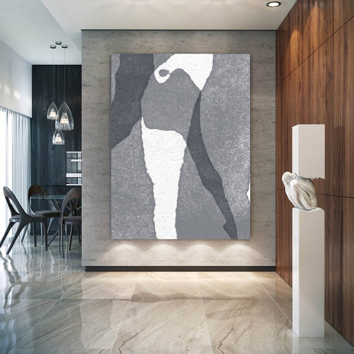 Large Abstract Painting Black & White Original Oil Painting on Canvas