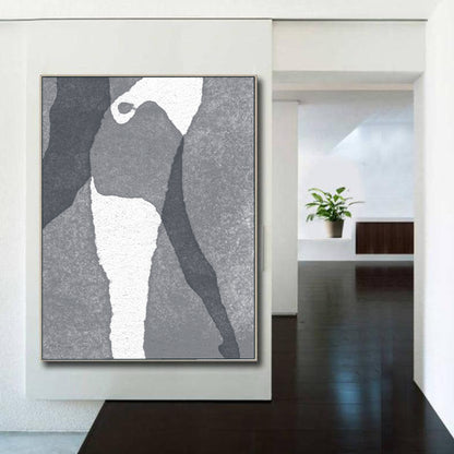 Large Abstract Painting Black & White Original Oil Painting on Canvas