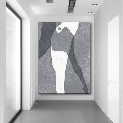 Large Abstract Painting Black & White Original Oil Painting on Canvas