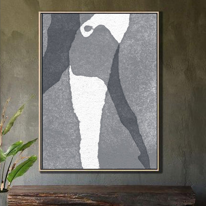 Large Abstract Painting Black & White Original Oil Painting on Canvas