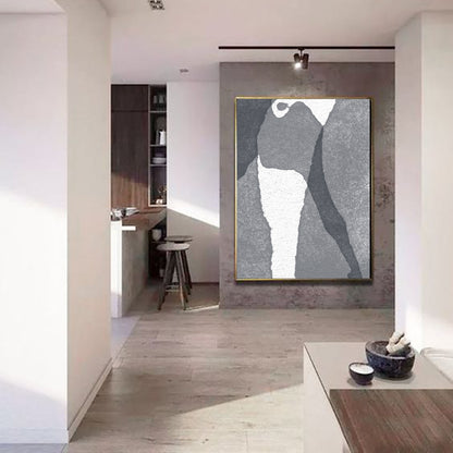 Large Abstract Painting Black & White Original Oil Painting on Canvas