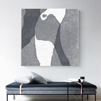 Large Abstract Painting Black & White Original Oil Painting on Canvas Square Dimension, Textured Art - wall art