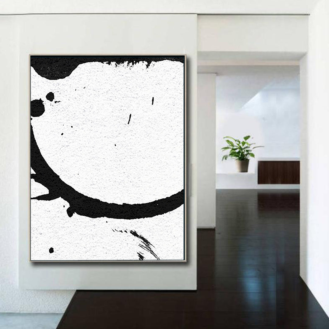 Large Modern Abstract Painting, Splash Black & White Original Painting - modern room decor