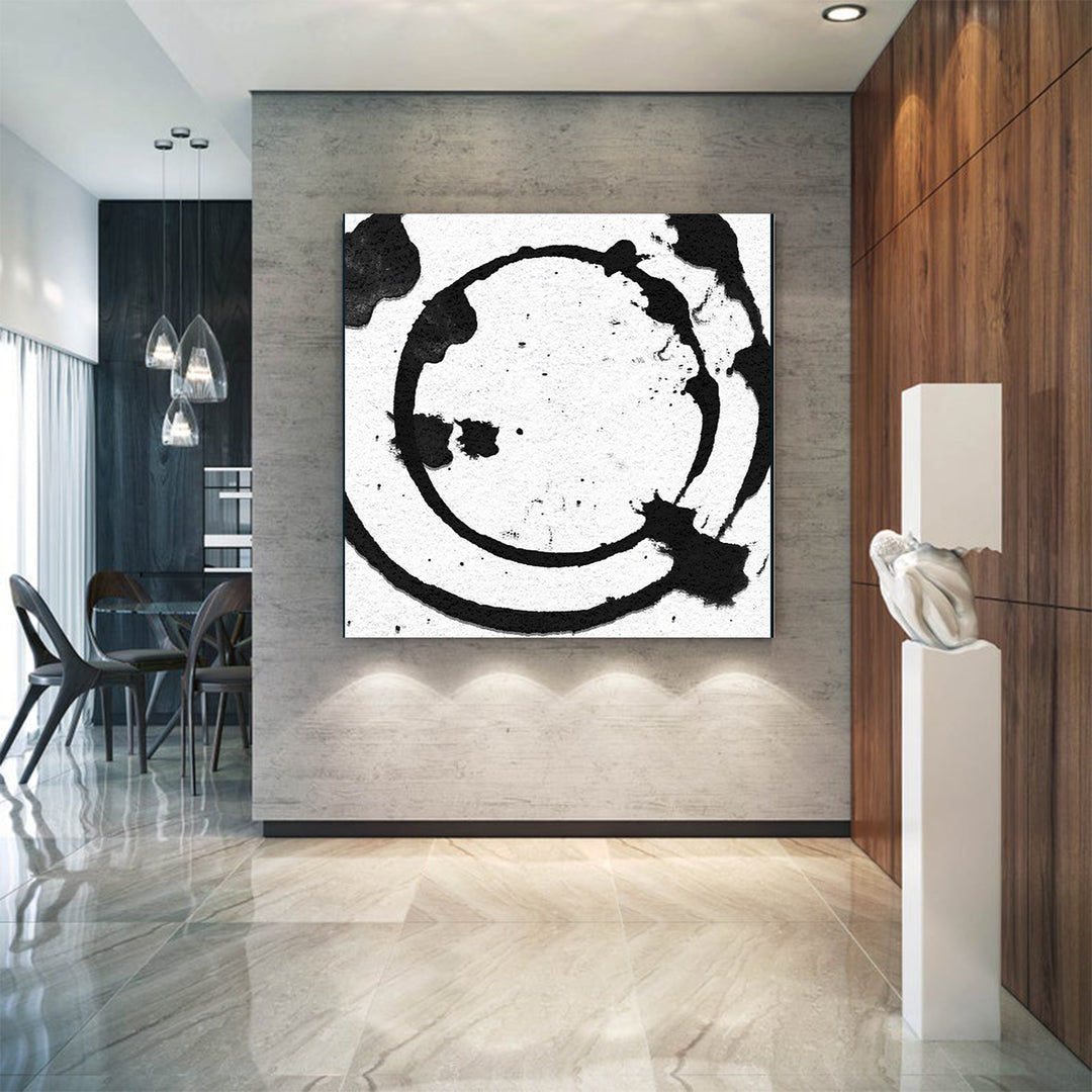 Contemporary Abstract Wall Art, Large Black and White Abstract Canvas Art Painting no.S18