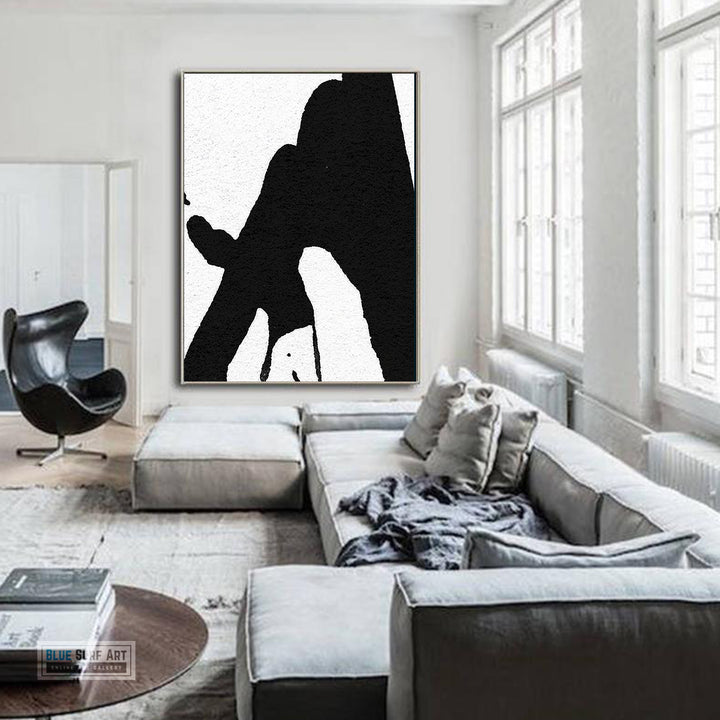 Abstract Canvas Wall Art, Original Oil Painting, Black & White Abstract Wall Art, Contemporary Modern Abstract Art Decor no.19