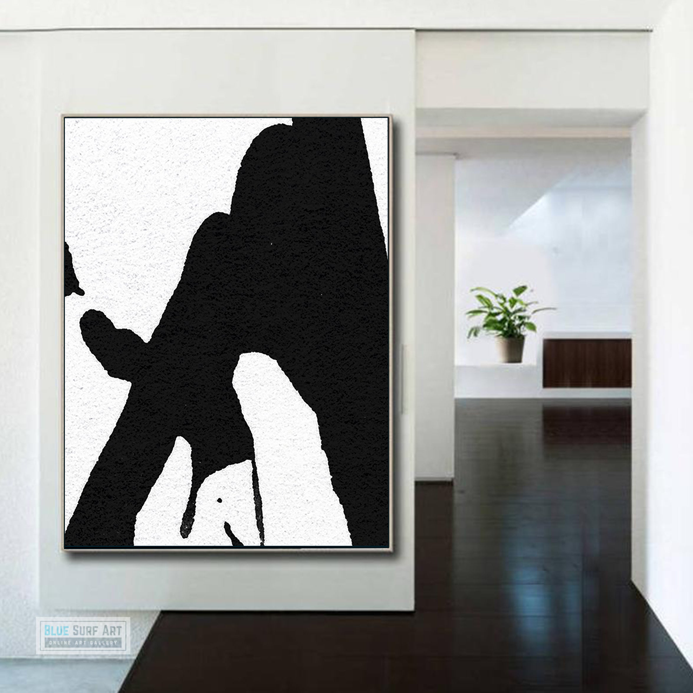 Abstract Canvas Wall Art, Original Oil Painting, Black & White Abstract Wall Art, Contemporary Modern Abstract Art Decor no.19