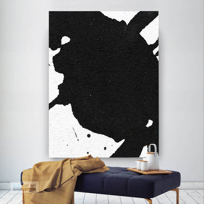 Oversized Black and White Abstract Canvas Wall Art, Original Oil Painting, Contemporary Modern Abstract Art Decor no.20