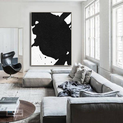 Oversized Black and White Abstract Canvas Wall Art, Original Oil Painting, Contemporary Modern Abstract Art Decor no.20