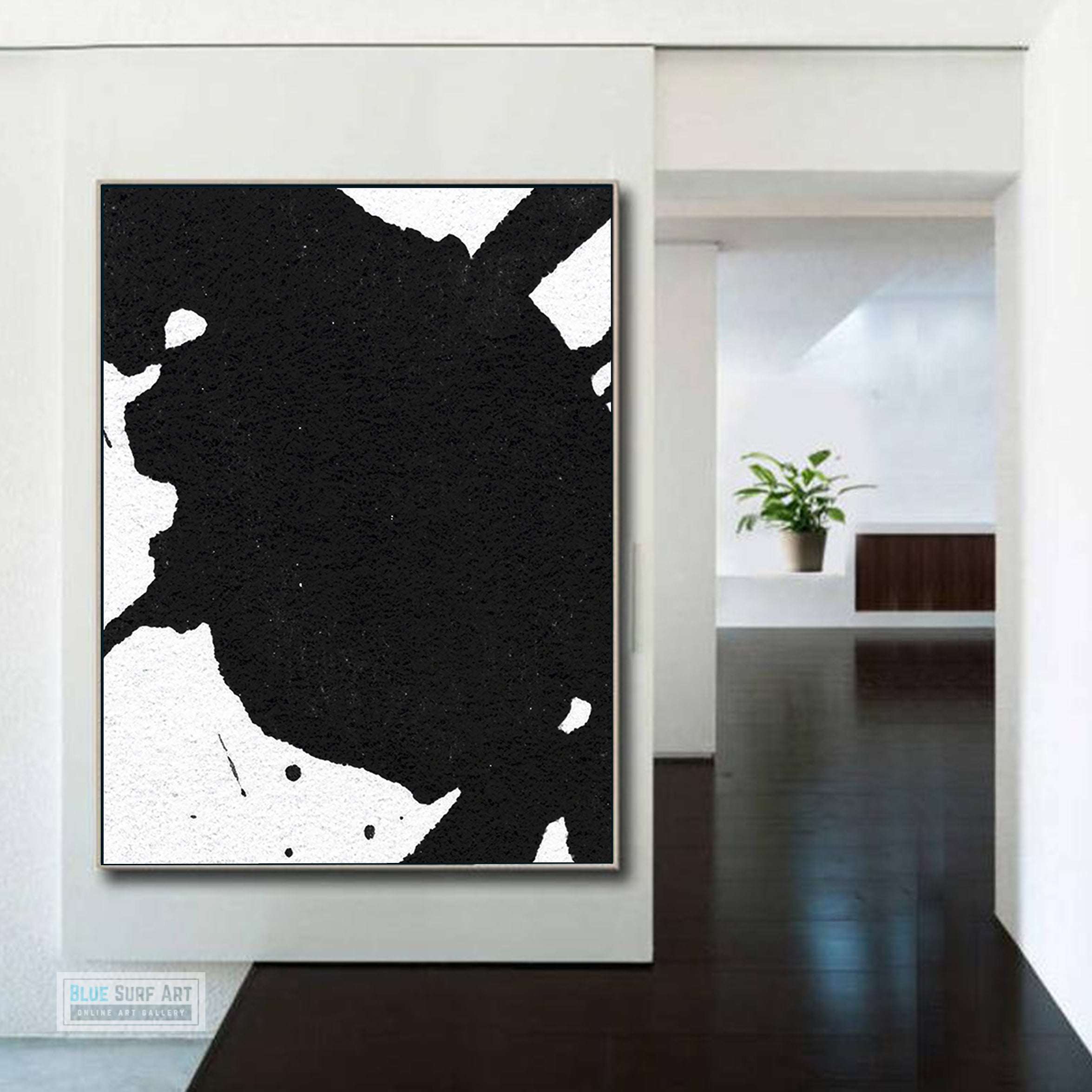 Oversized Black and White Abstract Canvas Wall Art, Original Oil Painting, Contemporary Modern Abstract Art Decor no.20