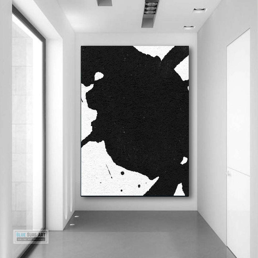 Oversized Black and White Abstract Canvas Wall Art, Original Oil Painting, Contemporary Modern Abstract Art Decor no.20