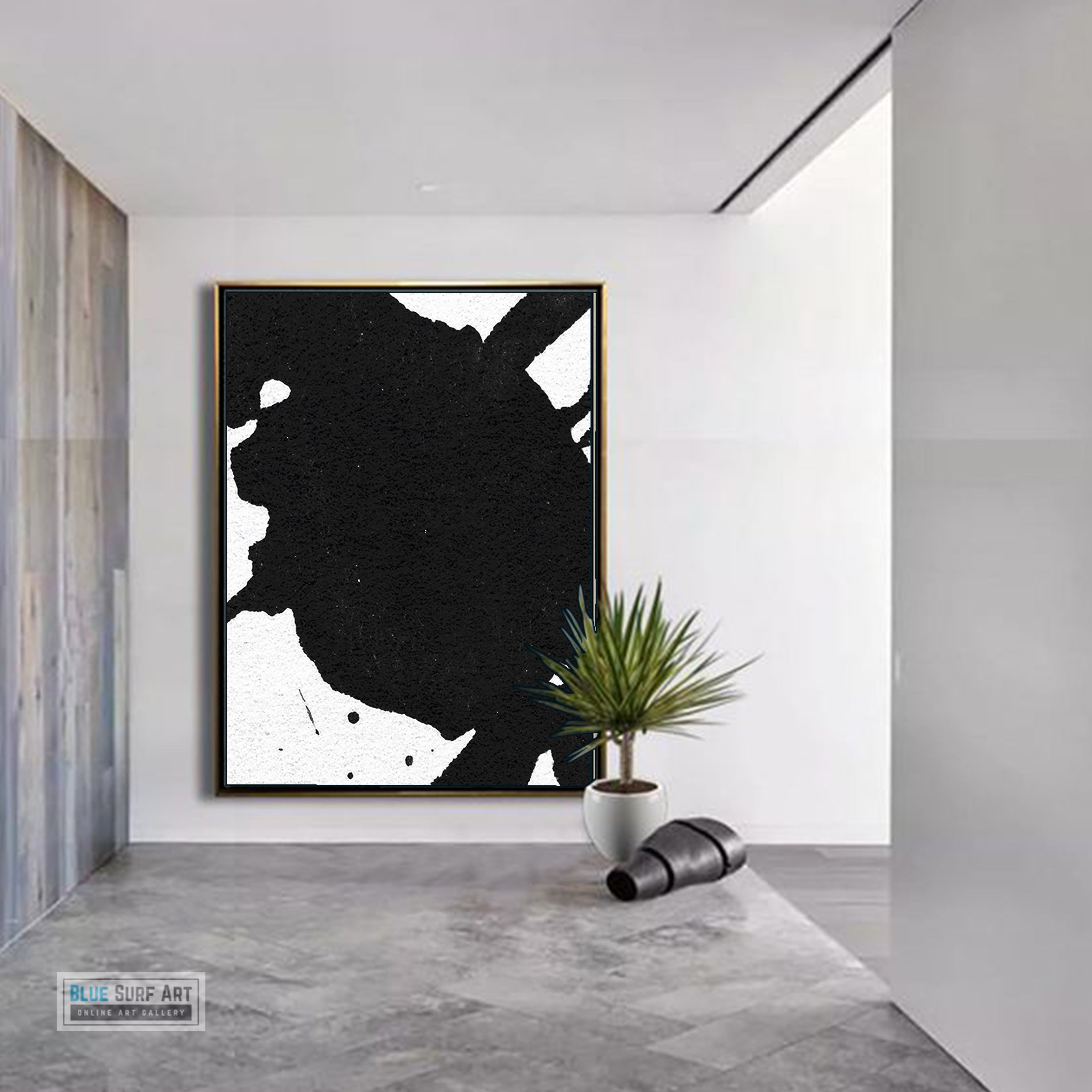 Oversized Black and White Abstract Canvas Wall Art, Original Oil Painting, Contemporary Modern Abstract Art Decor no.20