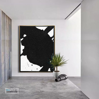 Oversized Black and White Abstract Canvas Wall Art, Original Oil Painting, Contemporary Modern Abstract Art Decor no.20