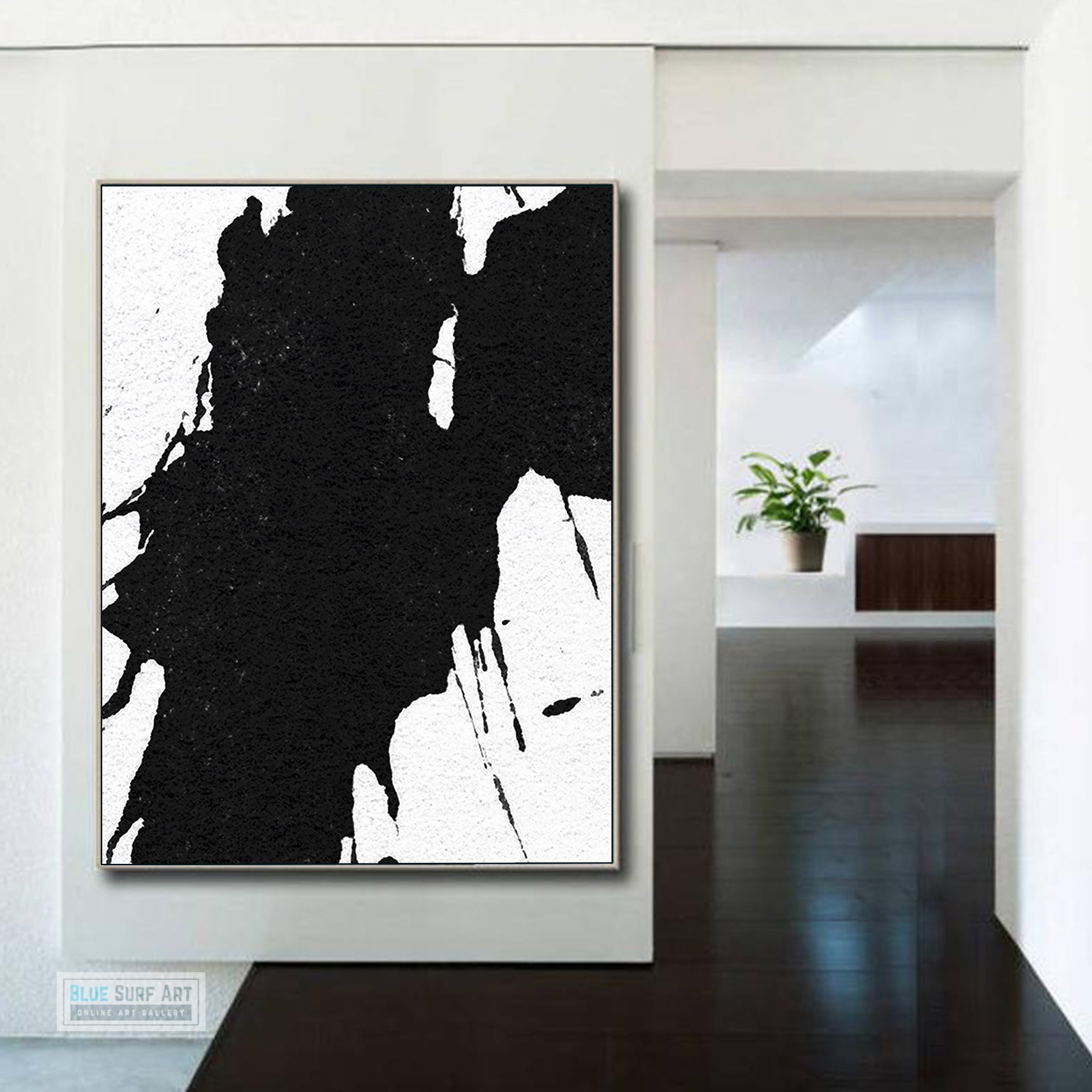 Oversized Black and White Abstract Canvas Wall Art, Original Oil Painting, Contemporary Modern Abstract Art Decor no.21