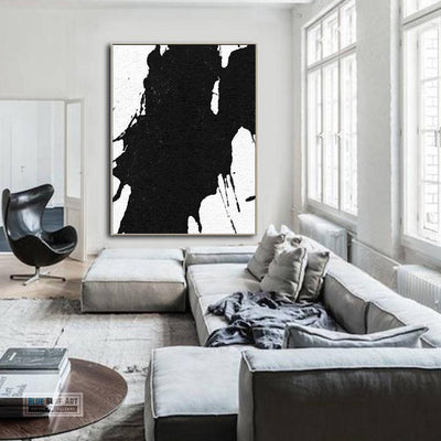Oversized Black and White Abstract Canvas Wall Art, Original Oil Painting, Contemporary Modern Abstract Art Decor no.21