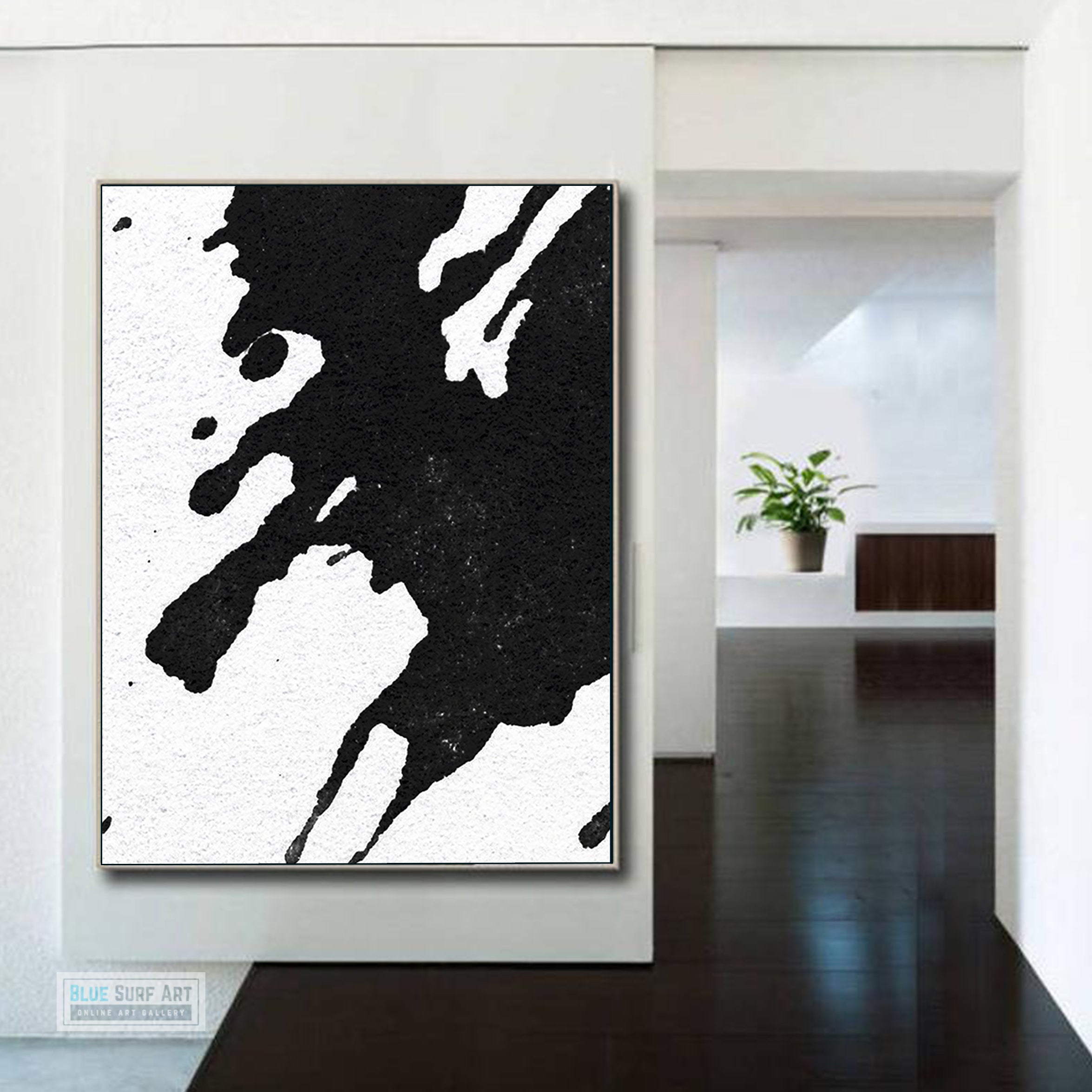 Modern Black and White Abstract Canvas Wall Art, Original Oil Painting, Living Room Wall Art DecorDecor no. 22