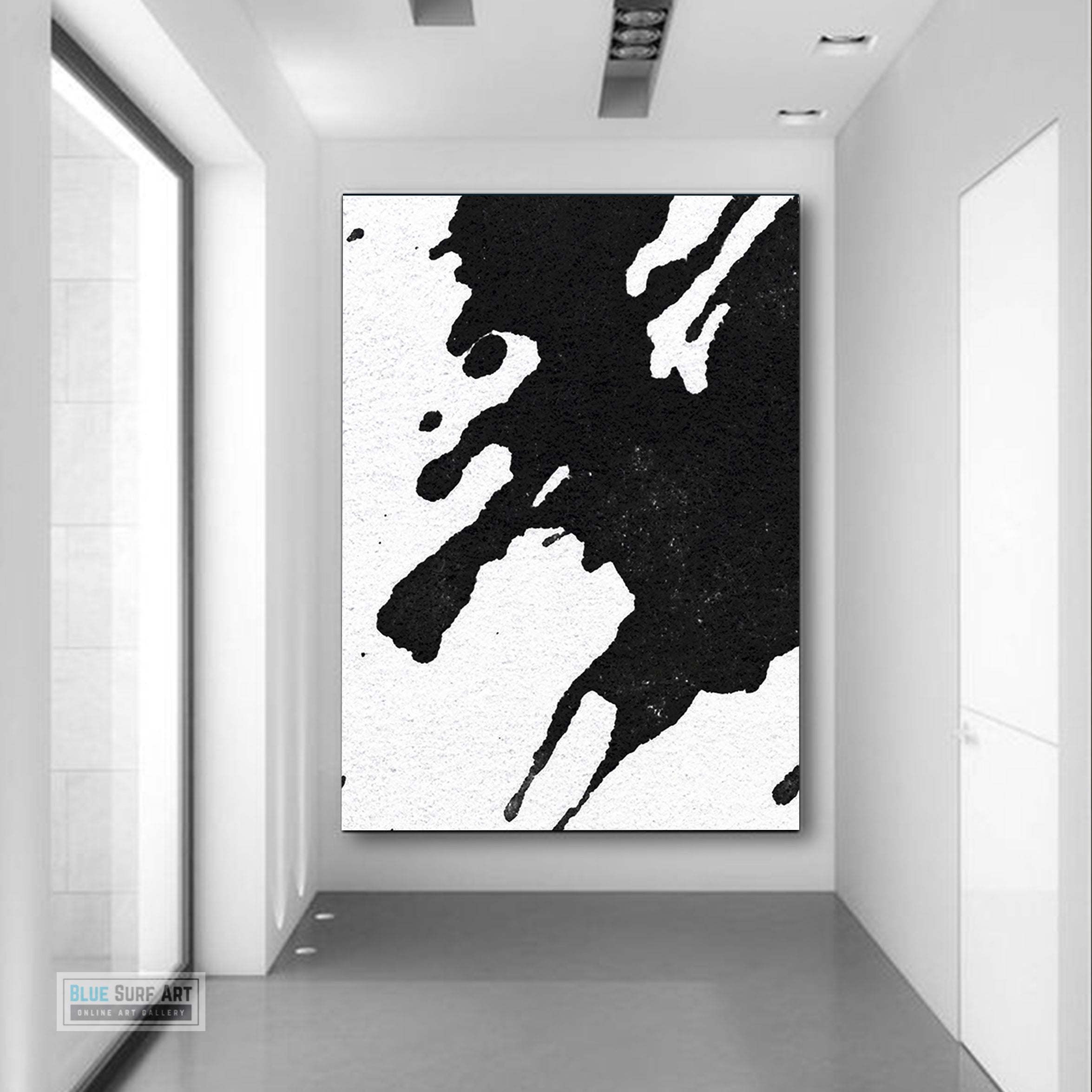 Modern Black and White Abstract Canvas Wall Art, Original Oil Painting, Living Room Wall Art DecorDecor no. 22