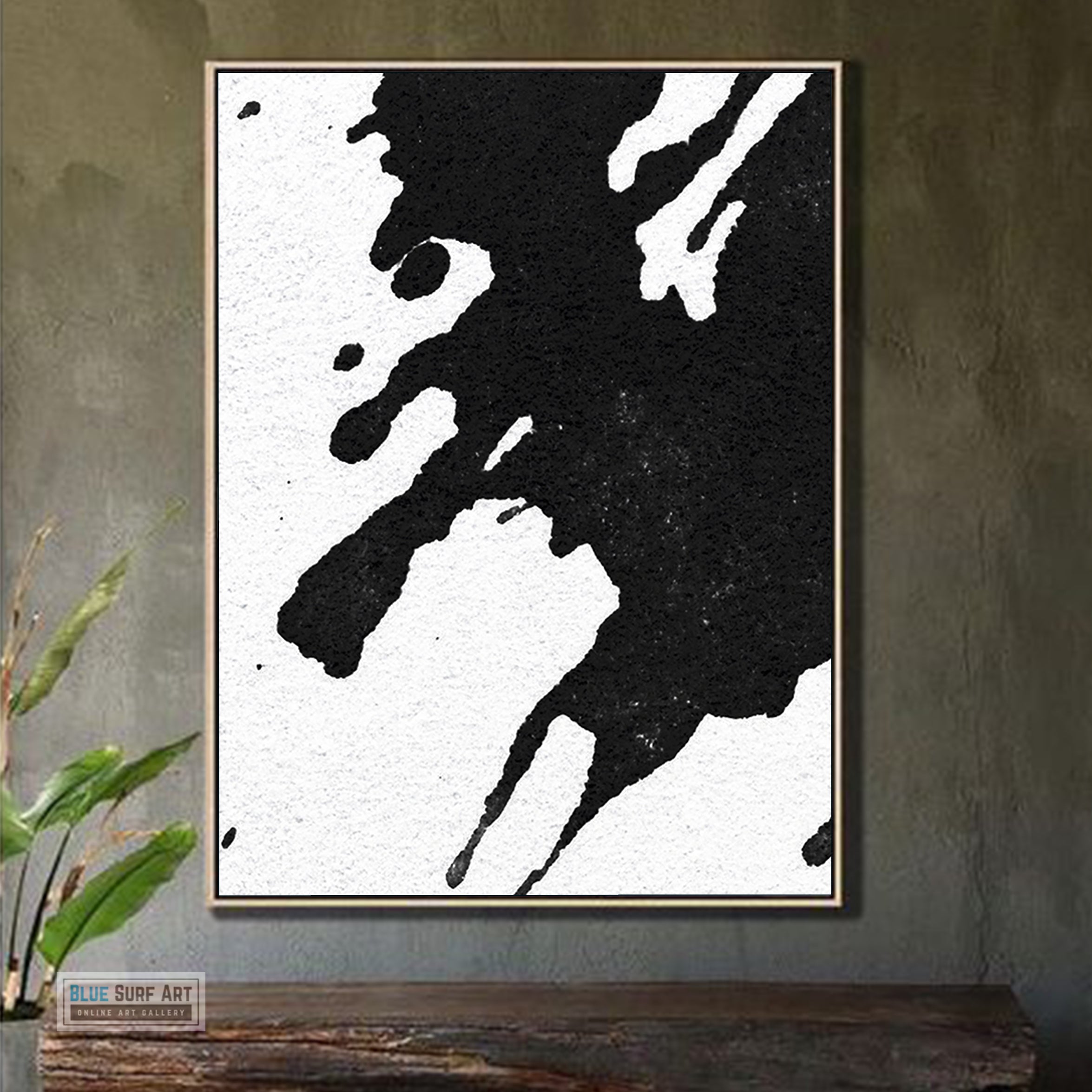 Modern Black and White Abstract Canvas Wall Art, Original Oil Painting, Living Room Wall Art DecorDecor no. 22