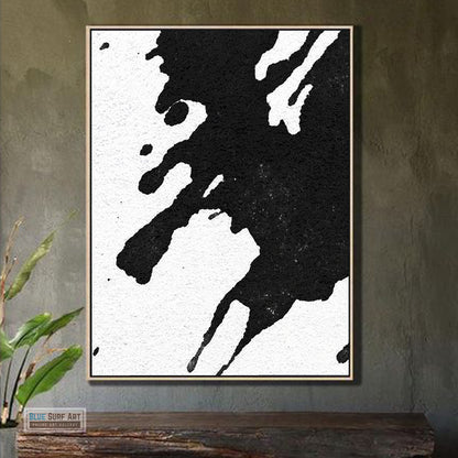 Modern Black and White Abstract Canvas Wall Art, Original Oil Painting, Living Room Wall Art DecorDecor no. 22