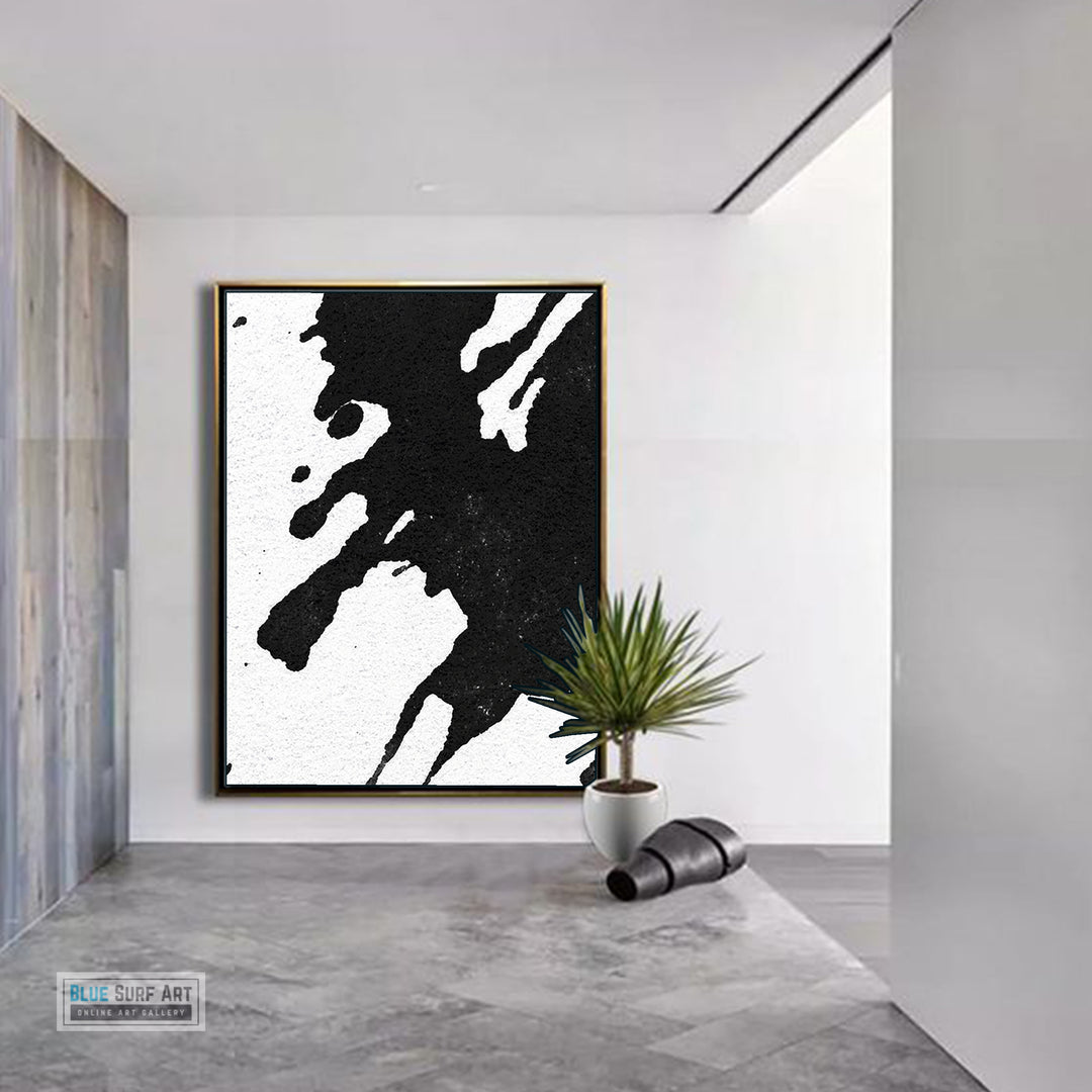 Modern Black and White Abstract Canvas Wall Art, Original Oil Painting, Living Room Wall Art DecorDecor no. 22