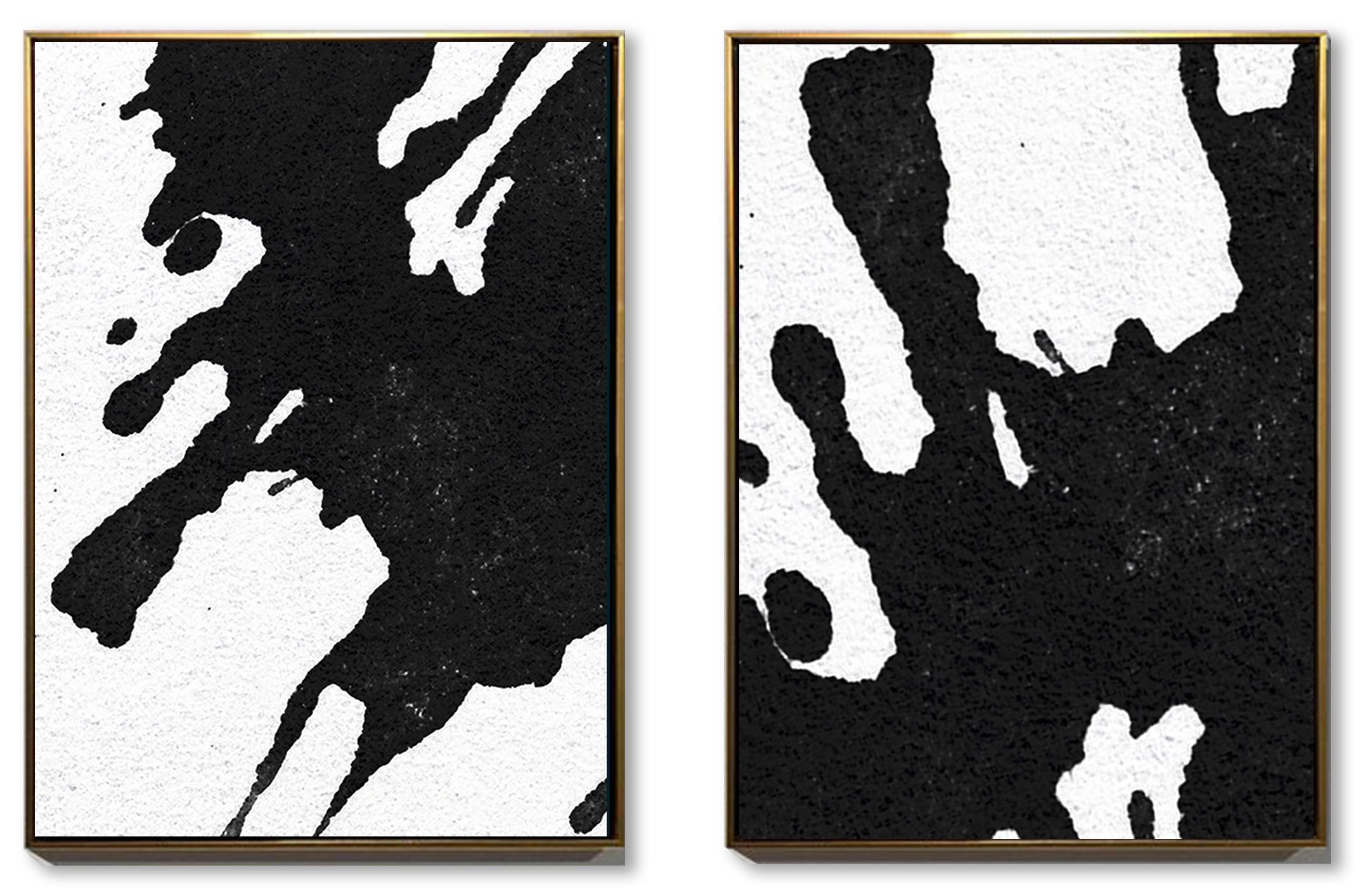 Large Duo Abstract Art - Black & White - 100% Hand Painted Art