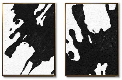 Large Duo Abstract Art - Black & White - 100% Hand Painted Art