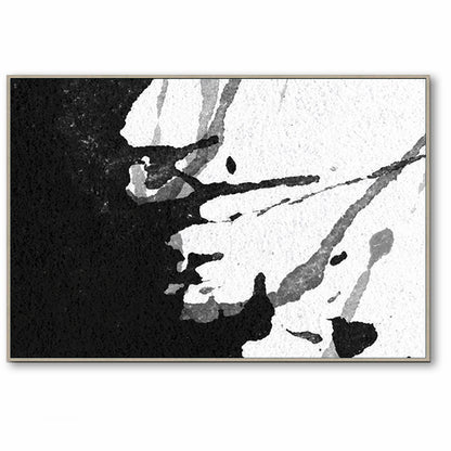 Modern Black and White Abstract Canvas Wall Art, Original Oil Painting, Living Room Wall Art Decor no. 24