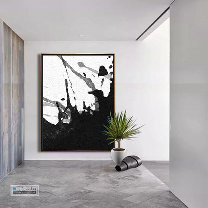 Modern Black and White Abstract Canvas Wall Art, Original Oil Painting, Living Room Wall Art Decor no. 24