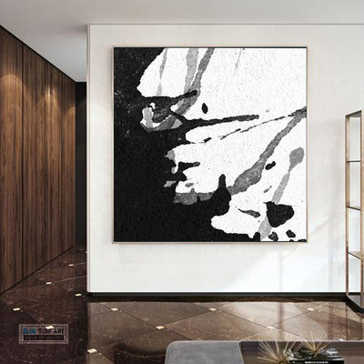 Large Abstract Black and White Splash no. S24