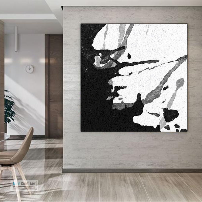 Large Abstract Black and White Splash no. S24