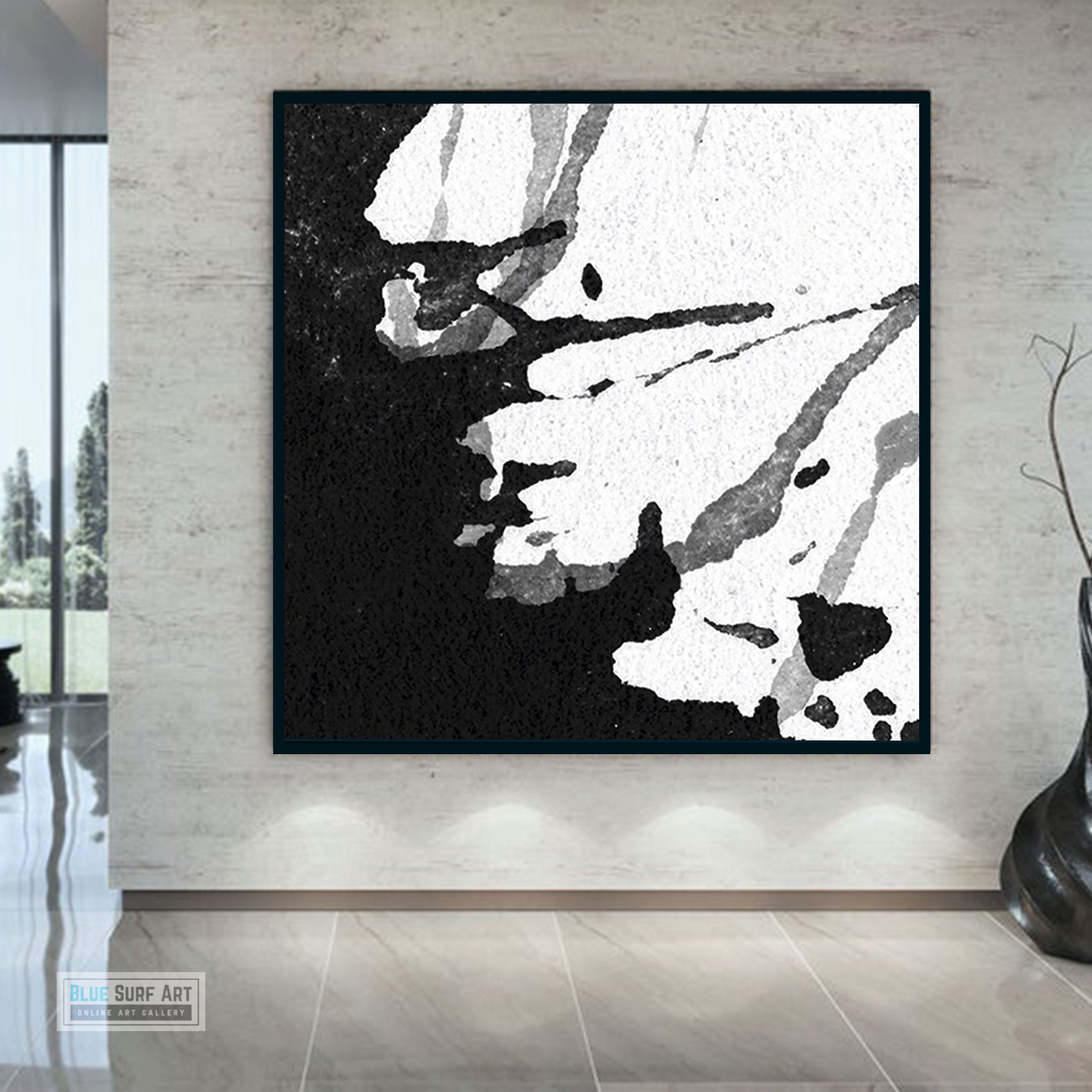 Large Abstract Black and White Splash no. S24