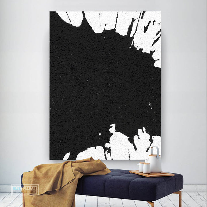 Large Modern Black and White Abstract Canvas Wall Art, Original Oil Painting, Living Room Wall Art Decor no. 25