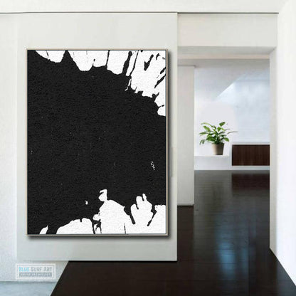 Large Modern Black and White Abstract Canvas Wall Art, Original Oil Painting, Living Room Wall Art Decor no. 25