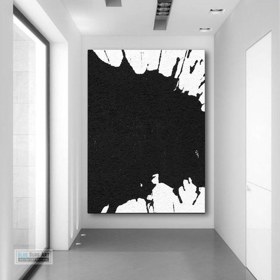 Large Modern Black and White Abstract Canvas Wall Art, Original Oil Painting, Living Room Wall Art Decor no. 25