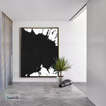 Large Modern Black and White Abstract Canvas Wall Art, Original Oil Painting, Living Room Wall Art Decor no. 25