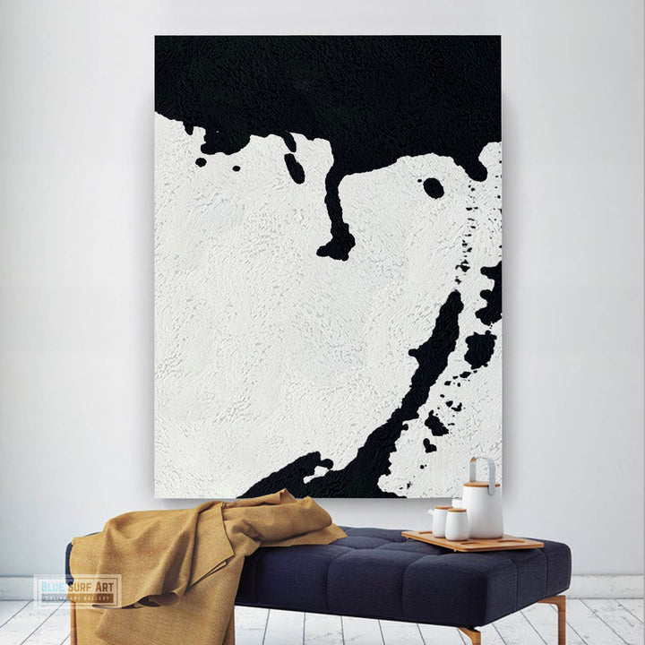 Oversized Black and White Abstract Canvas Wall Art, Original Oil Painting, Living Room Wall Art Decor no. 27